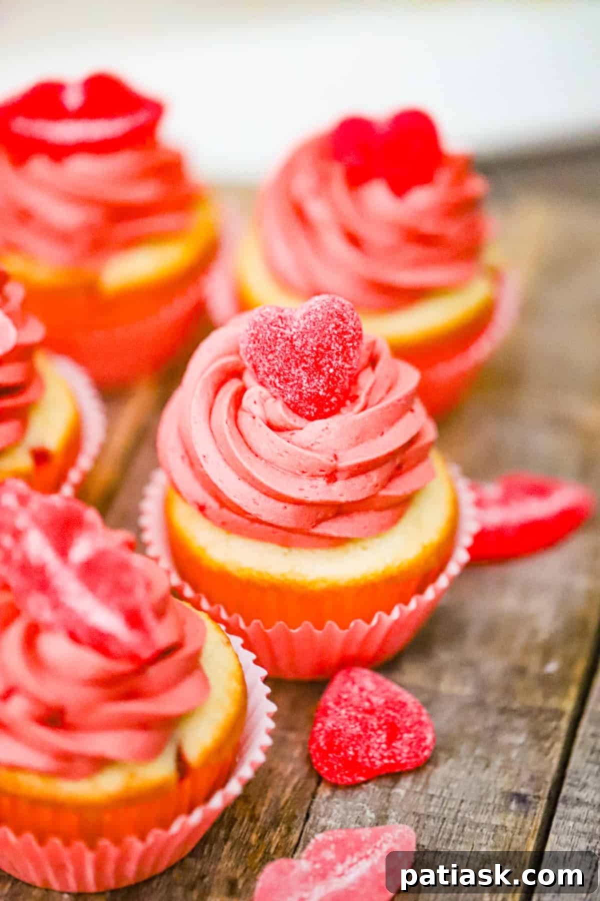 easy Valentine Strawberry Cupcakes recipe with strawberry frosting