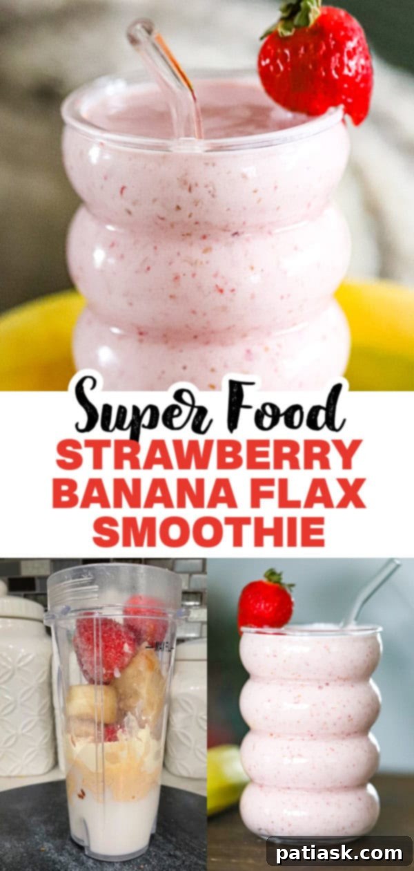 Nutrient Rich Strawberry Banana Flax Smoothie 6 Nutritious protein snack or healthy breakfast smoothie