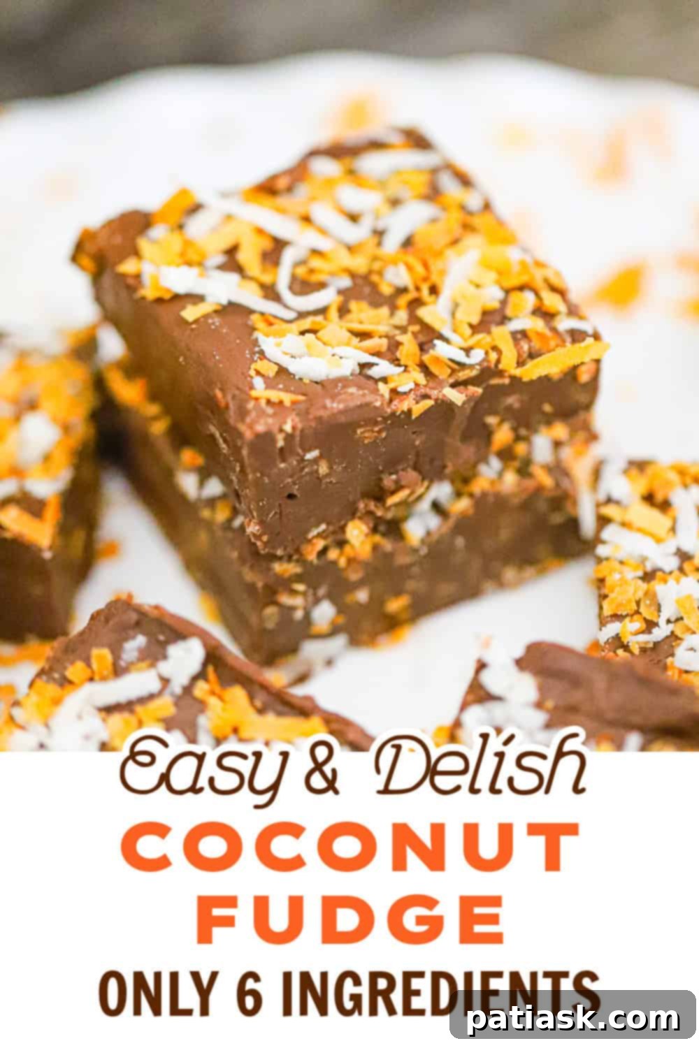 Effortless Microwave Coconut Fudge 10 Rich and decadent dessert, close up of coconut fudge