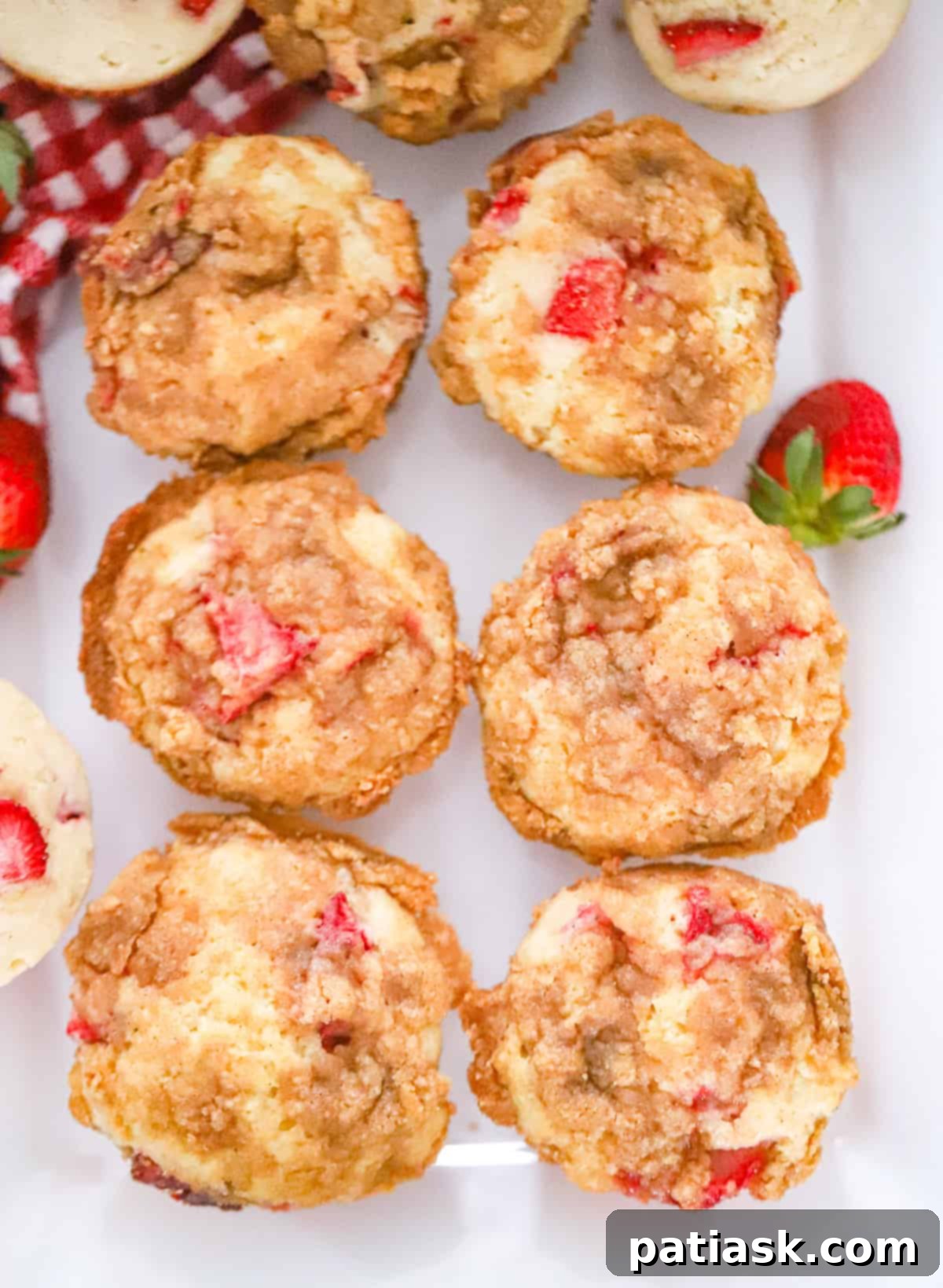 Ingredients for strawberry streusel cobbler muffins laid out