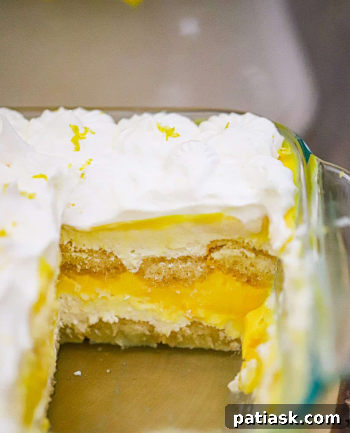 Lemony Tiramisu Delight 6 Finished lemon tiramisu with whipped cream and lemon zest