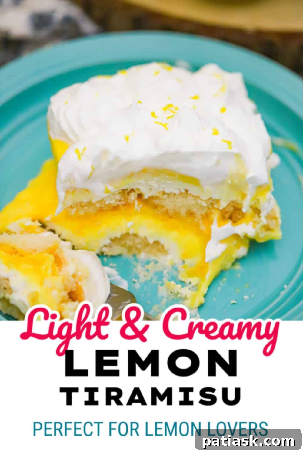 Lemony Tiramisu Delight 9 Close up of layers in a light and creamy lemon tiramisu