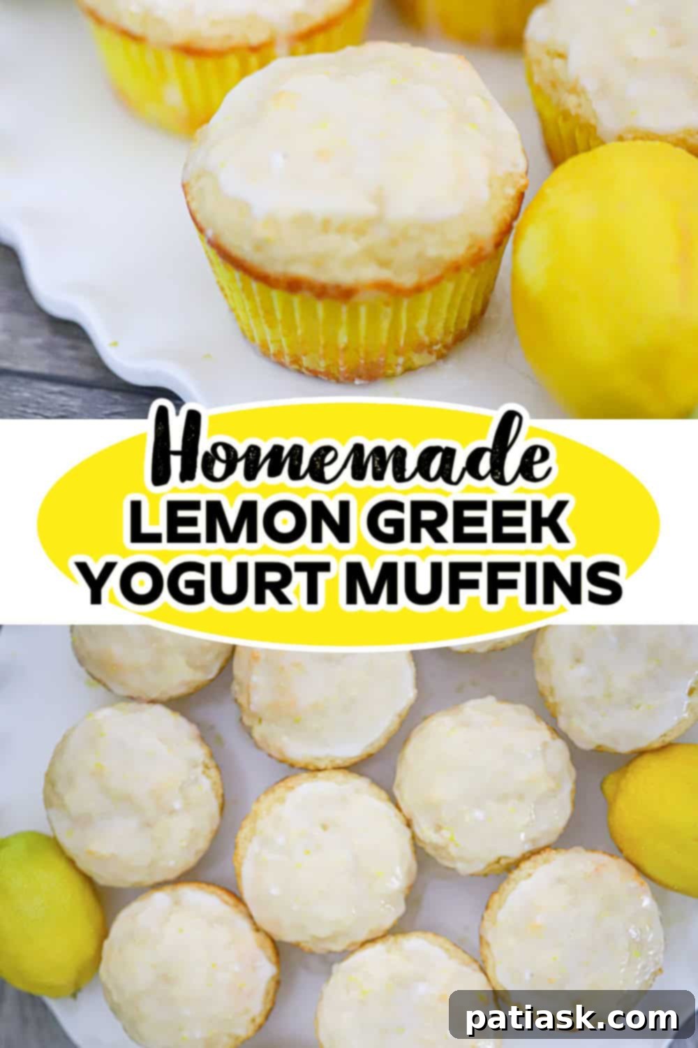 Tangy Lemon Yogurt Muffins 9 Homemade Greek yogurt lemon muffins ready to be enjoyed
