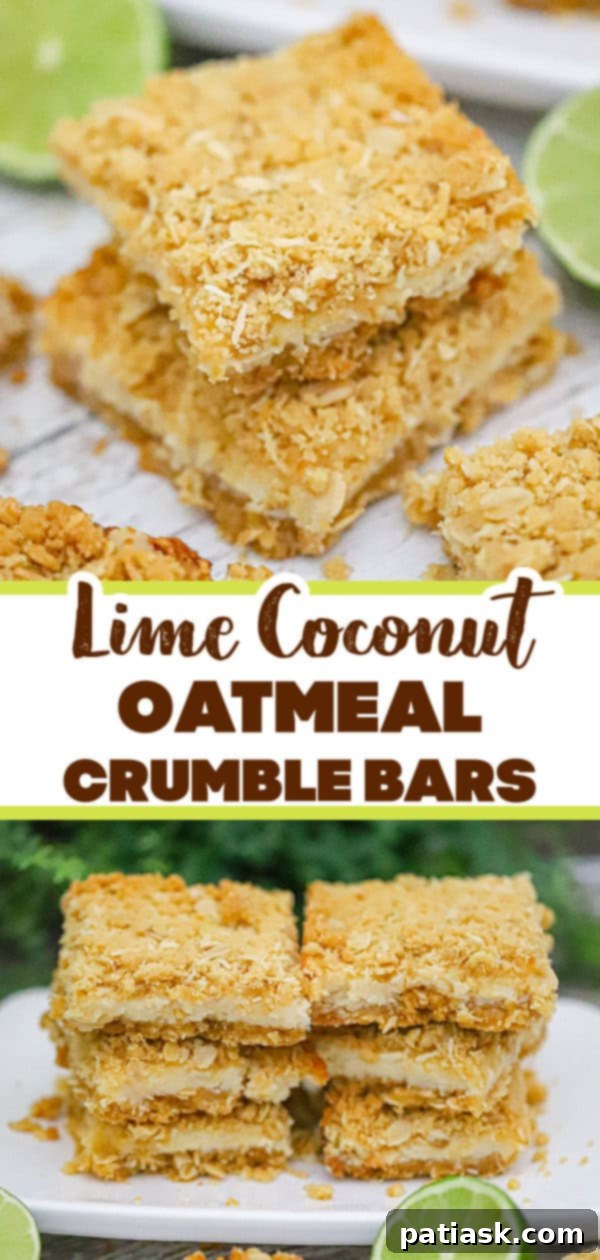 Tropical Zest Oat Crumble Bars 7 TROPICAL DESSERT - Lime Coconut Oatmeal Crumble Bars