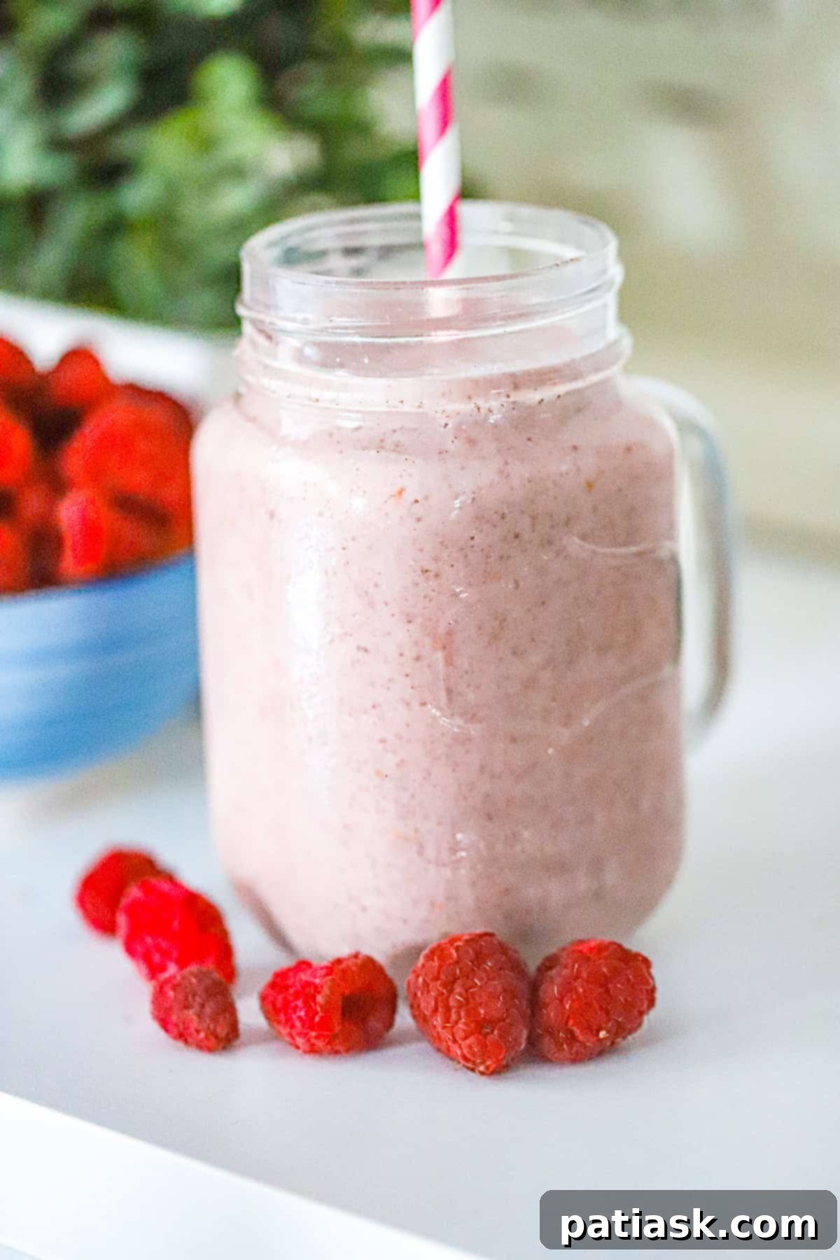Raspberry Chia Power Smoothie 2 Delicious Raspberry Chia Protein Smoothie, perfect for a healthy breakfast or post-workout snack