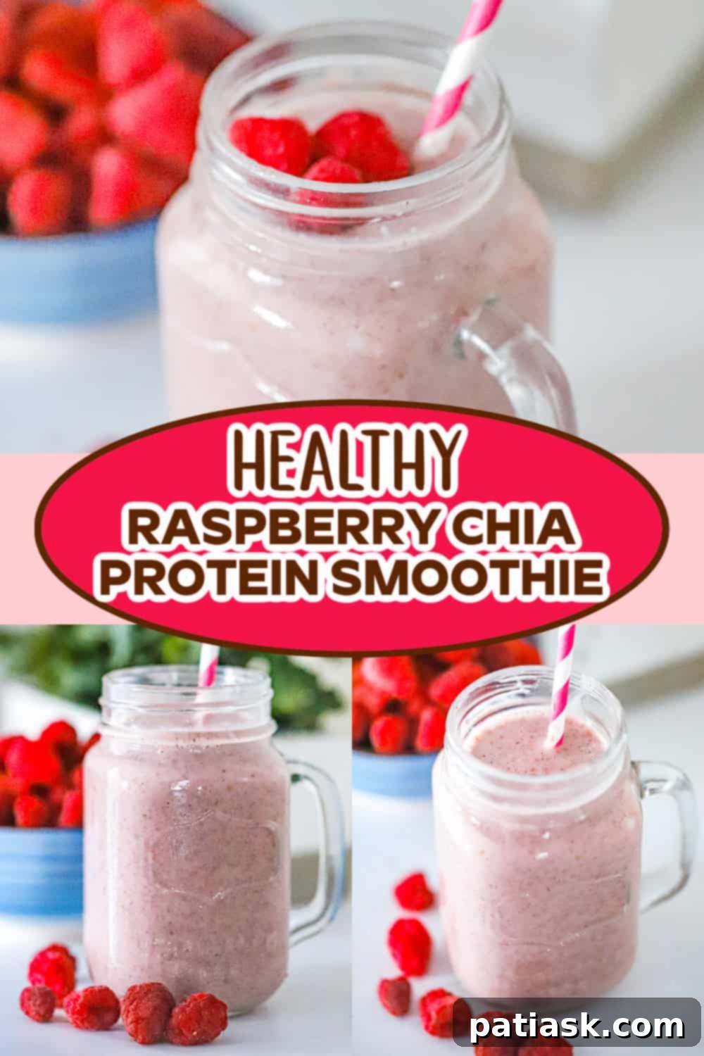 Fruity Breakfast Smoothie in a glass with berries