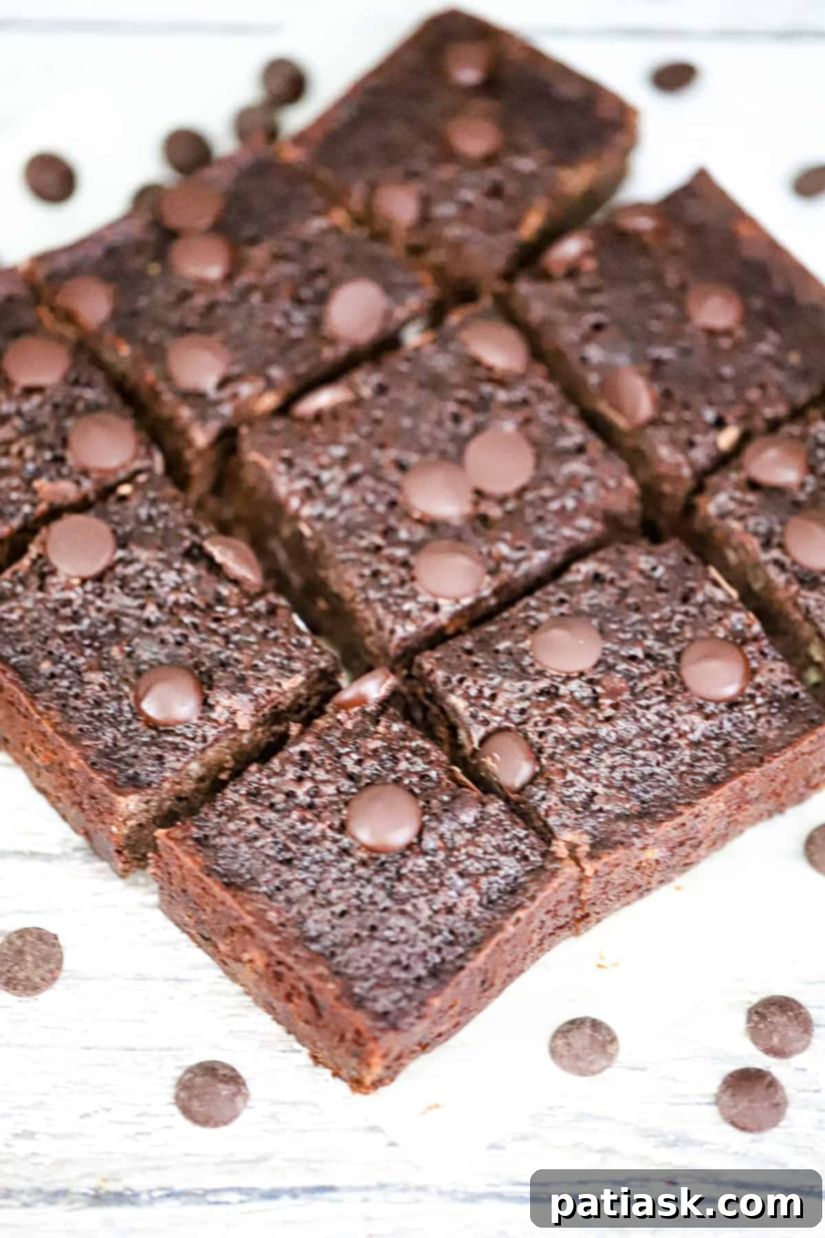 Delicious fudgy chocolate banana brownies arranged for a party