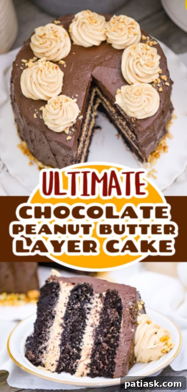 Decadent Chocolate Peanut Butter Cake 10 Overhead view of a grand Chocolate Peanut Butter Cake