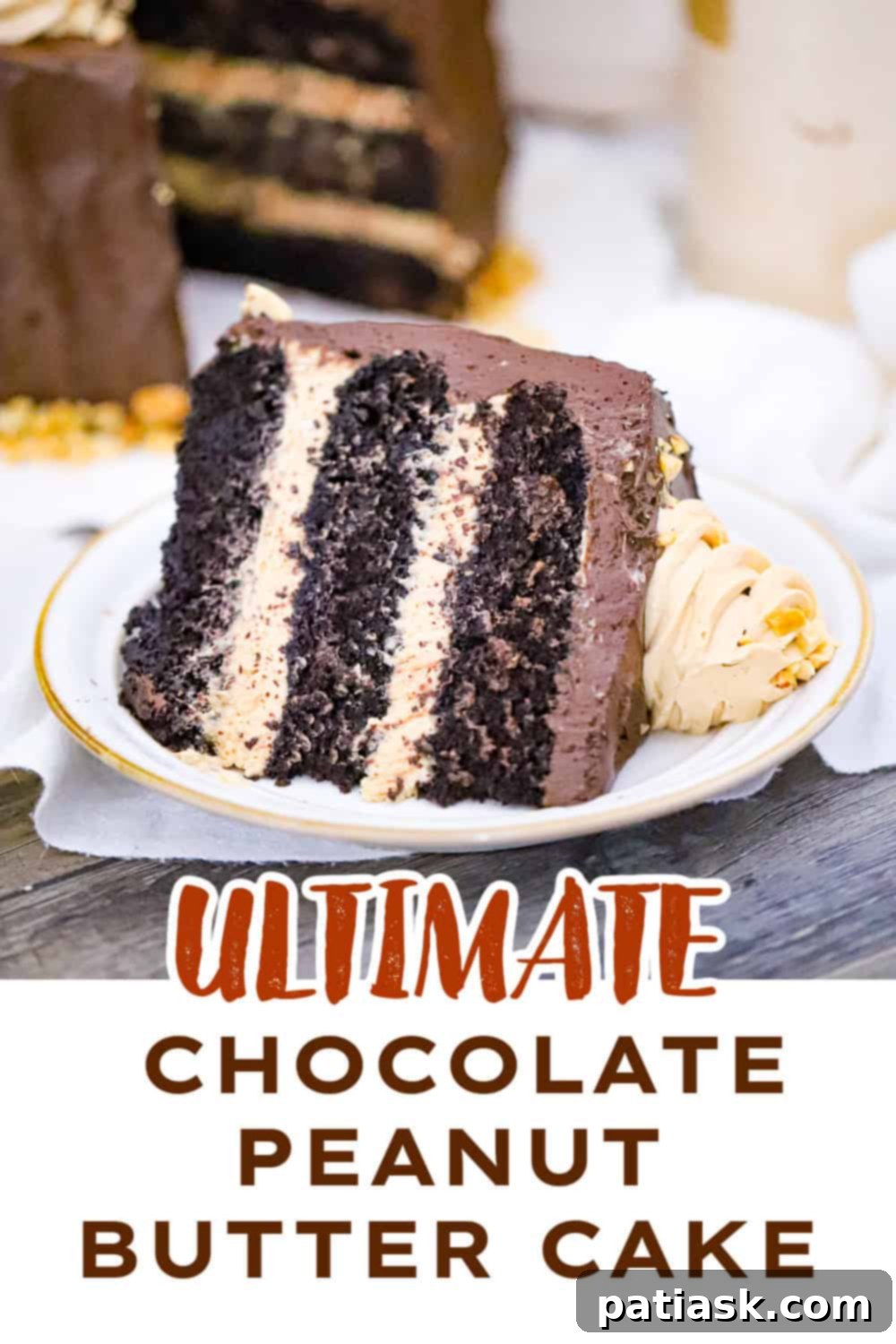 Decadent Chocolate Peanut Butter Cake 11 Another perspective of the ultimate dessert, Chocolate Peanut Butter Cake