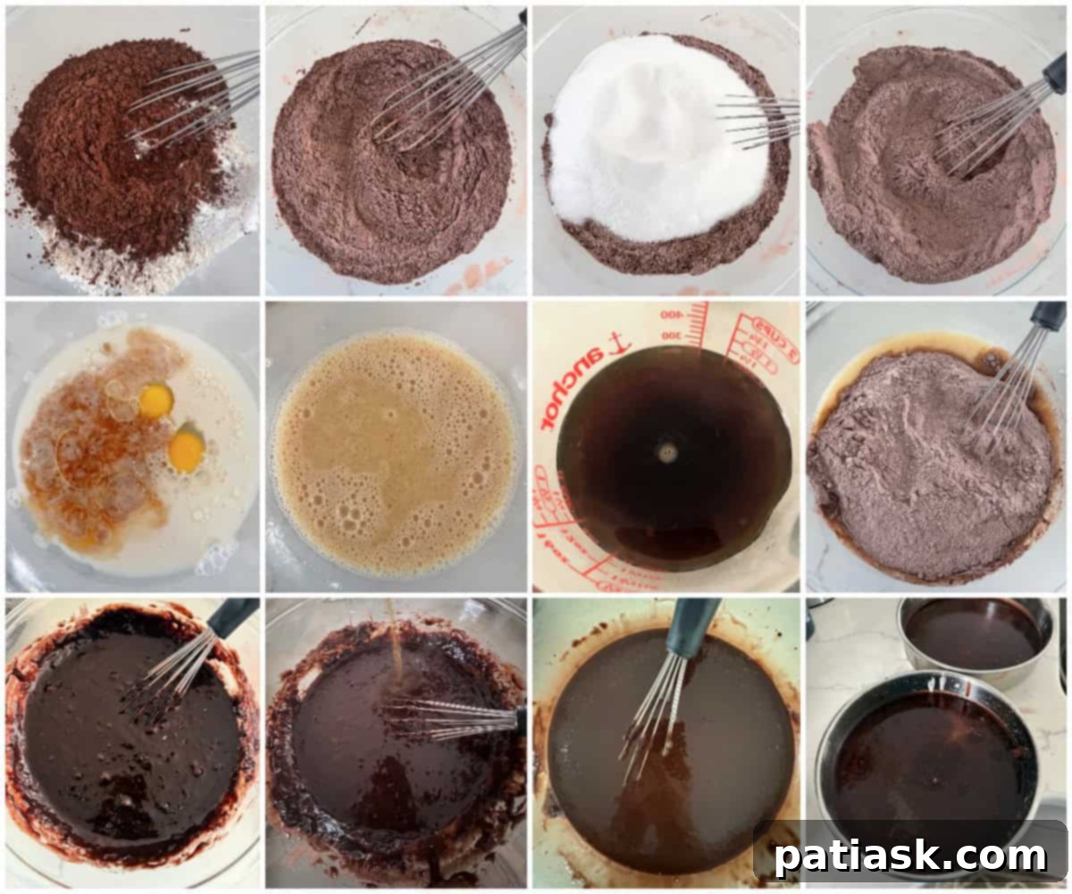 Decadent Chocolate Peanut Butter Cake 6 Chocolate cake layers cooling on a wire rack