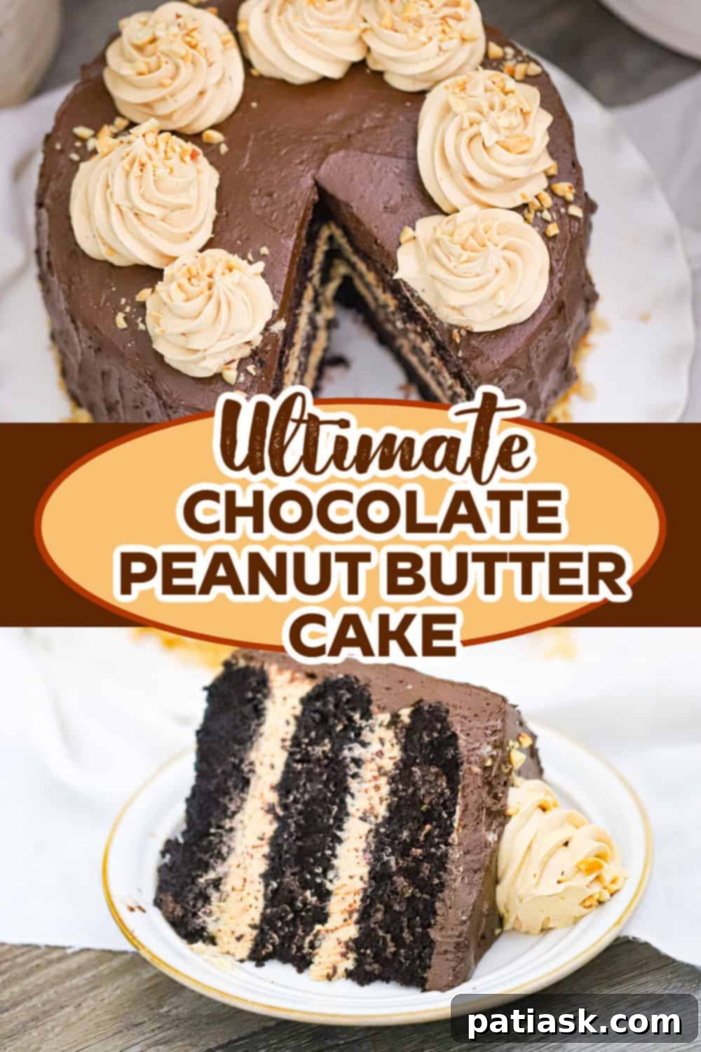 Decadent Chocolate Peanut Butter Cake 9 Close-up of a slice of Chocolate Peanut Butter Cake