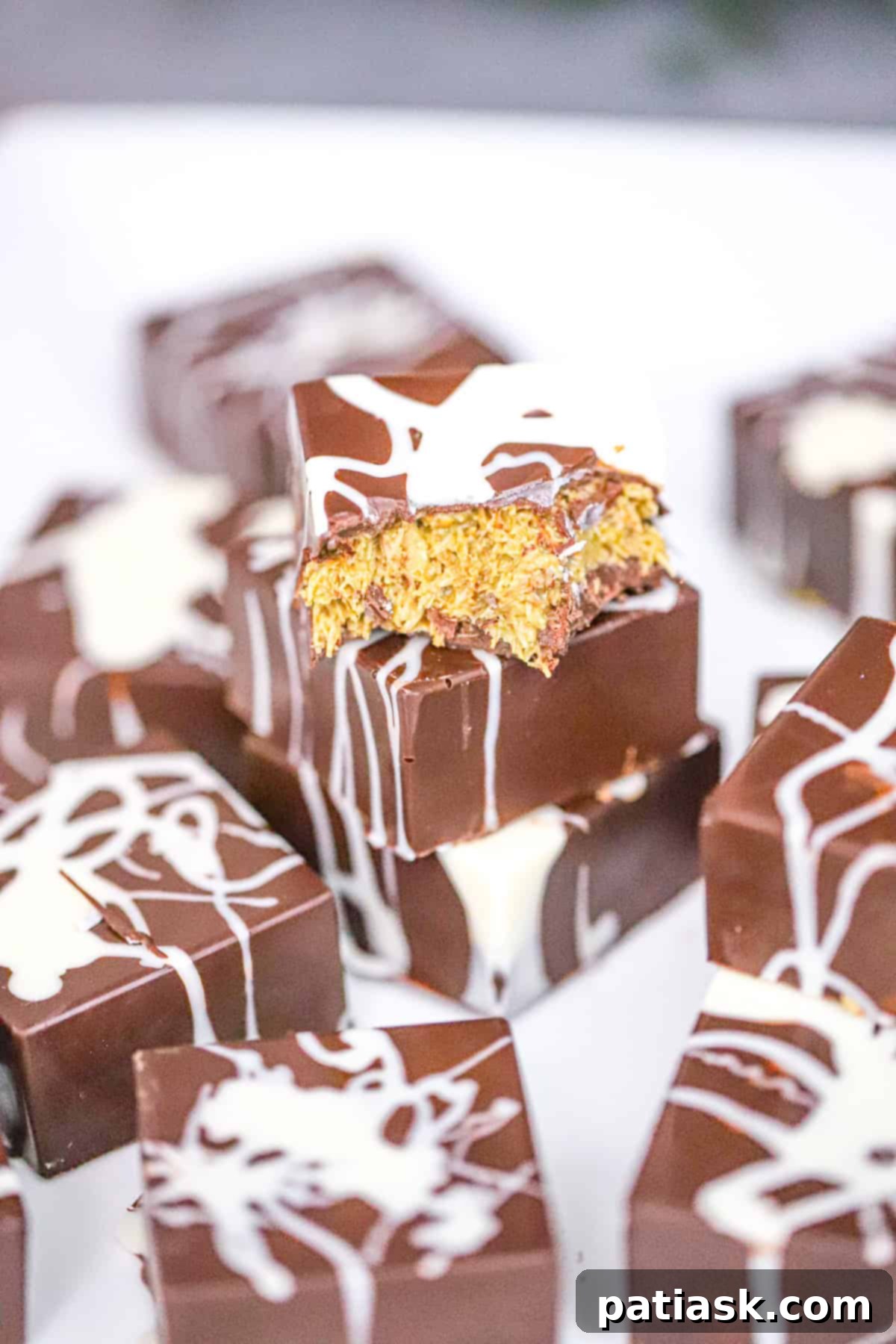 Desert Oasis Chocolate Bars 7 Stack of Homemade Chocolate Dubai Bars with various toppings or designs