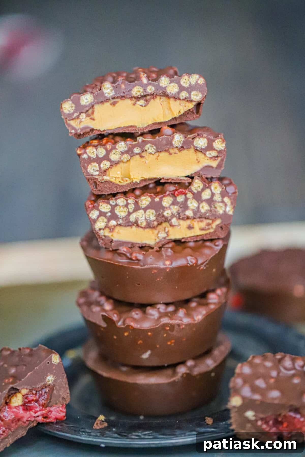 Chocolate Peanut Butter Crunch Cups, easy no-bake dessert