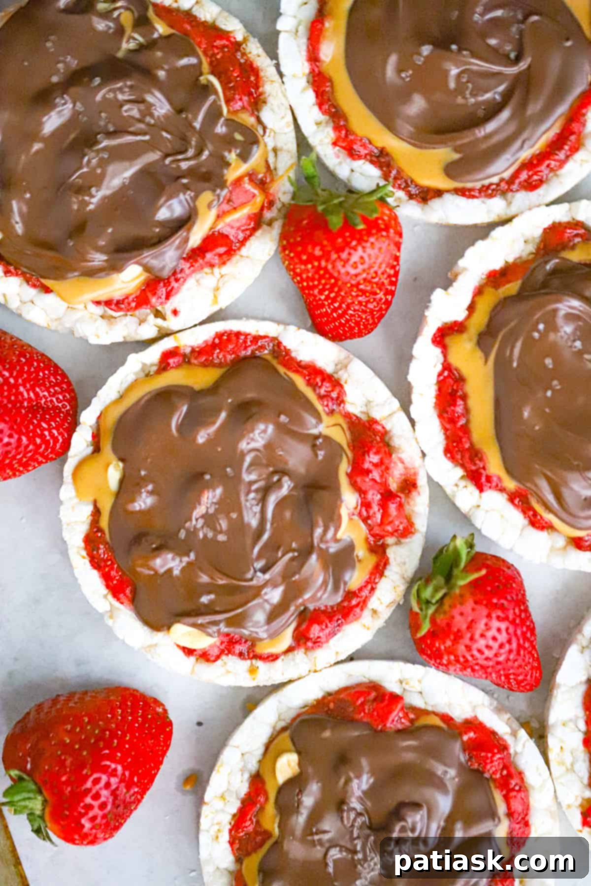 Strawberry Peanut Butter Chocolate Rice Cake Bliss 3 Homemade Strawberry Peanut Butter Chocolate Rice Cakes recipe
