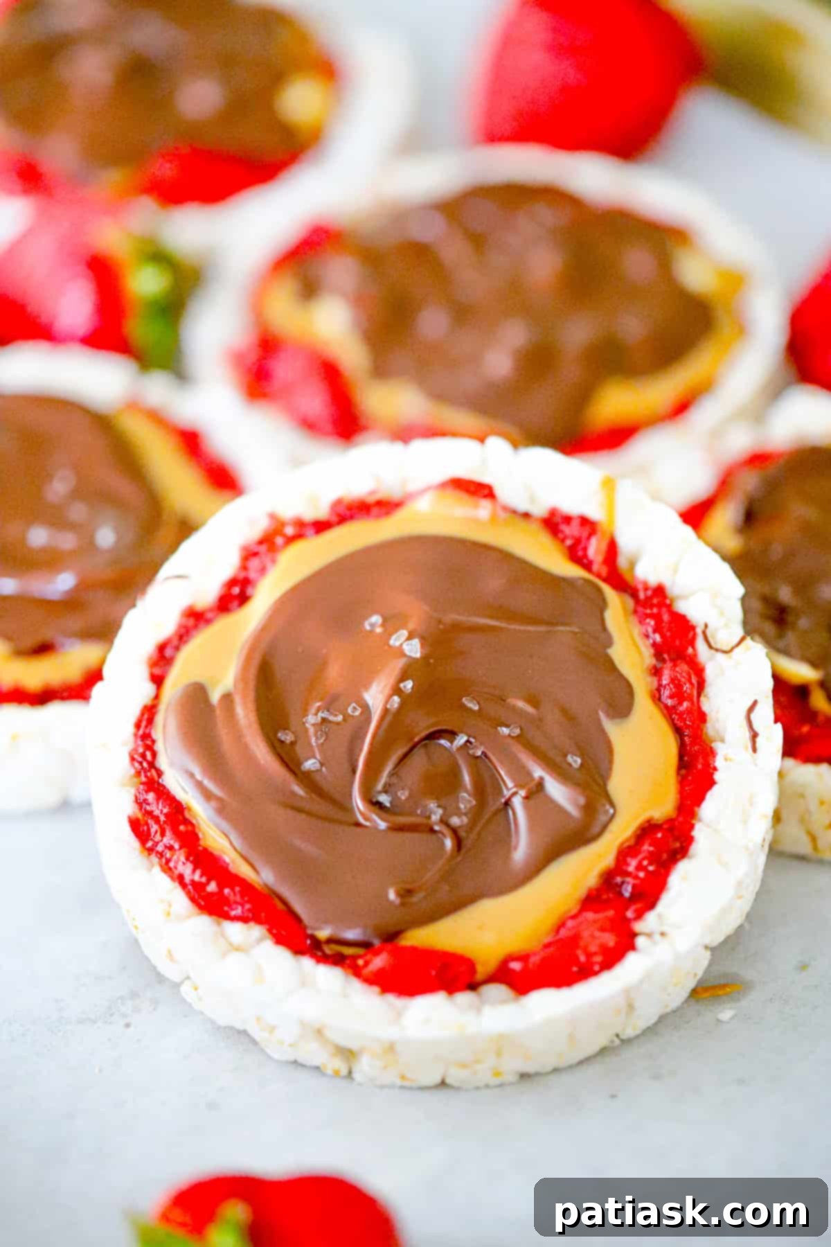 Strawberry Peanut Butter Chocolate Rice Cake Bliss 6 quick snack ideas