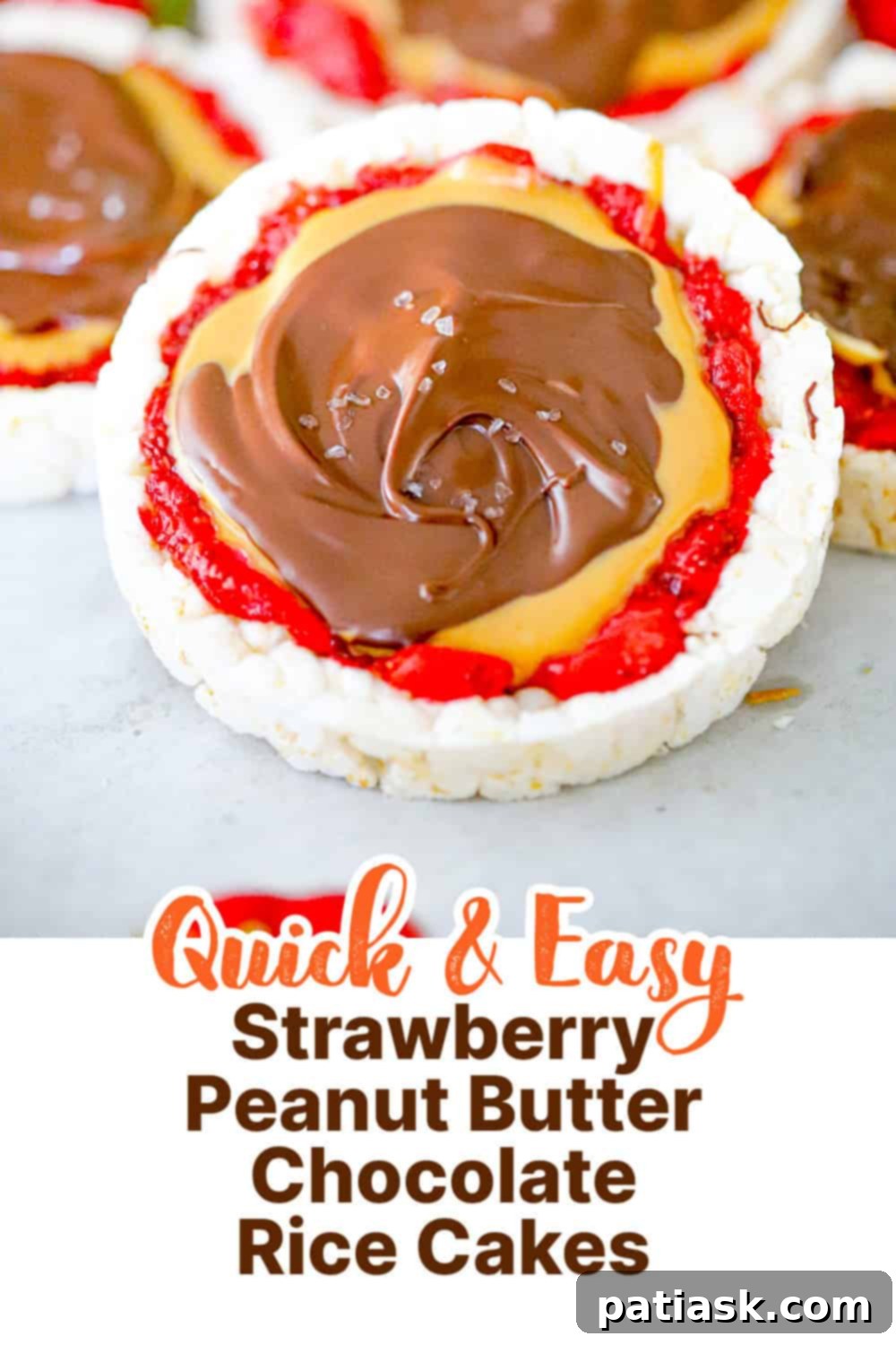 Strawberry Peanut Butter Chocolate Rice Cake Bliss 8 QUICK SNACK recipe idea