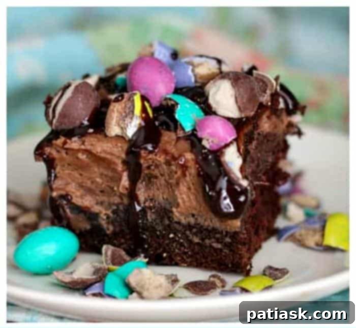 Ultimate Malted Peanut Butter Chocolate Poke Cake 2 Delicious Chocolate Peanut Butter Malt Poke Cake topped with candy