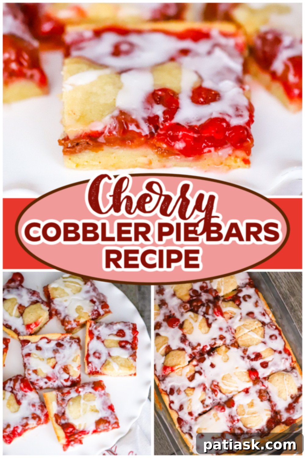 Cherry Cobbler Bars 10 Beautifully glazed Cherry Cobbler Bars on a platter