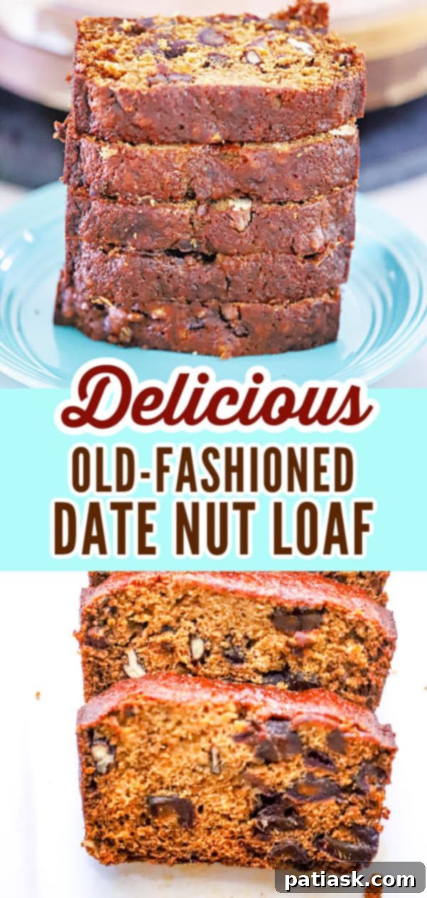 Grandma's Date Nut Bread 10 Vintage-style loaf of old-fashioned date bread, uncut and rustic