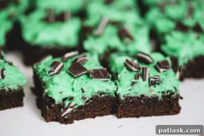 20 Festive St Patricks Day Treats 9 Triple Chocolate Mint Brownies with White Chocolate Buttercream Frosting