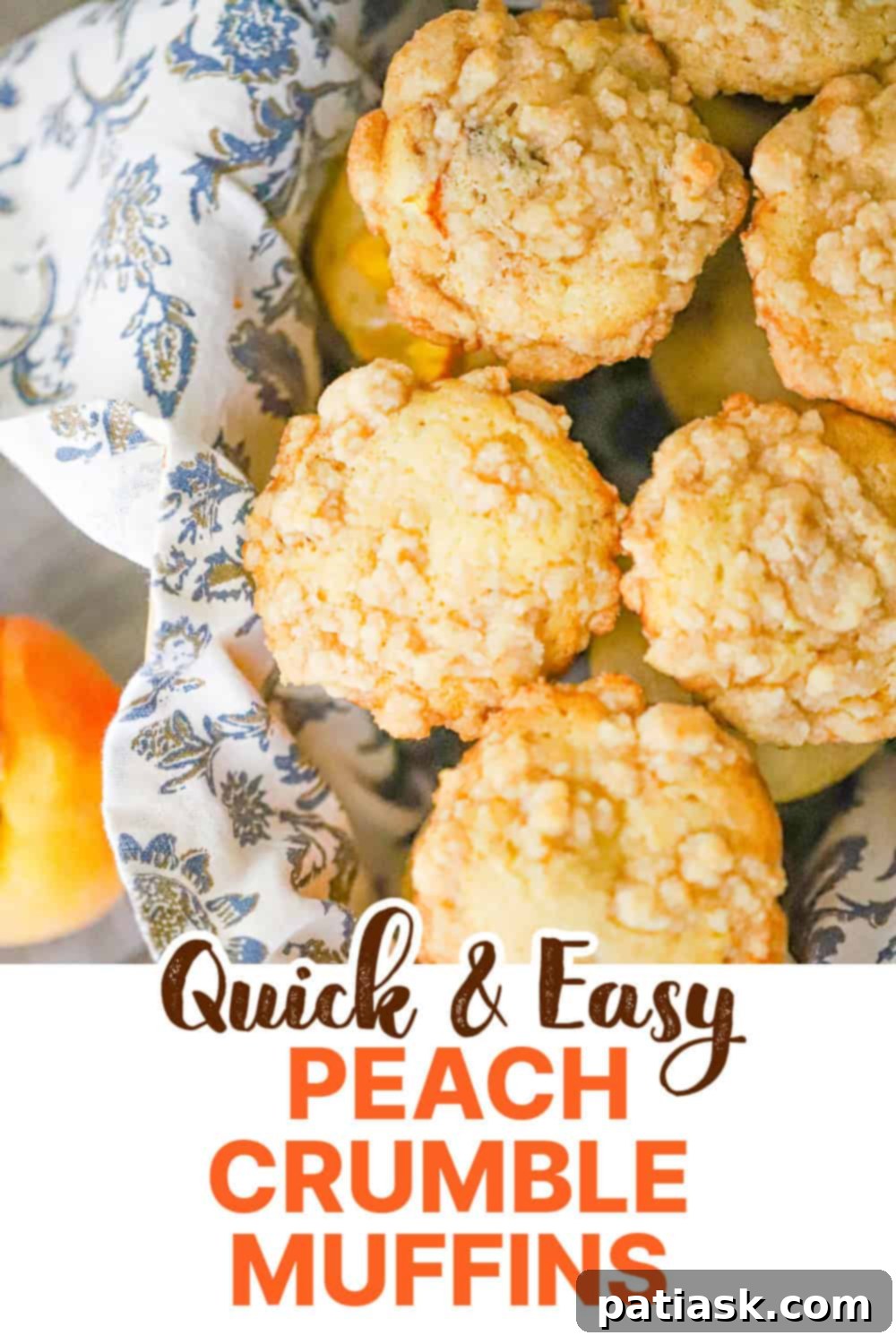 Juicy Peach Muffins with Optional Streusel 11 A plate of freshly baked fruity breakfast or snack muffins