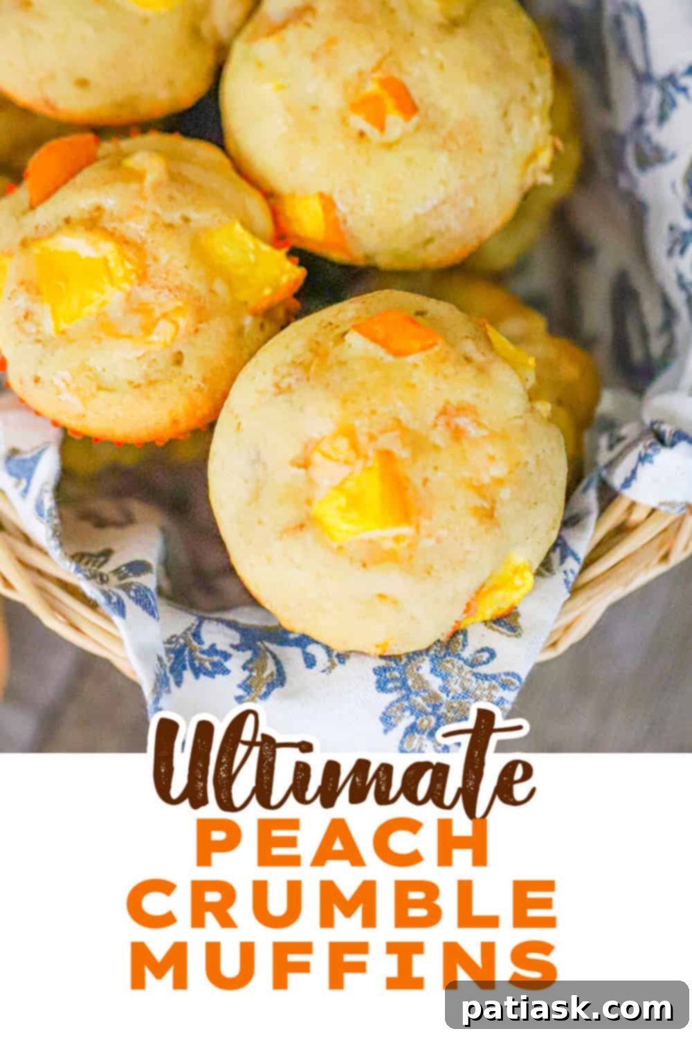 Juicy Peach Muffins with Optional Streusel 9 Close-up of peach crumble muffins