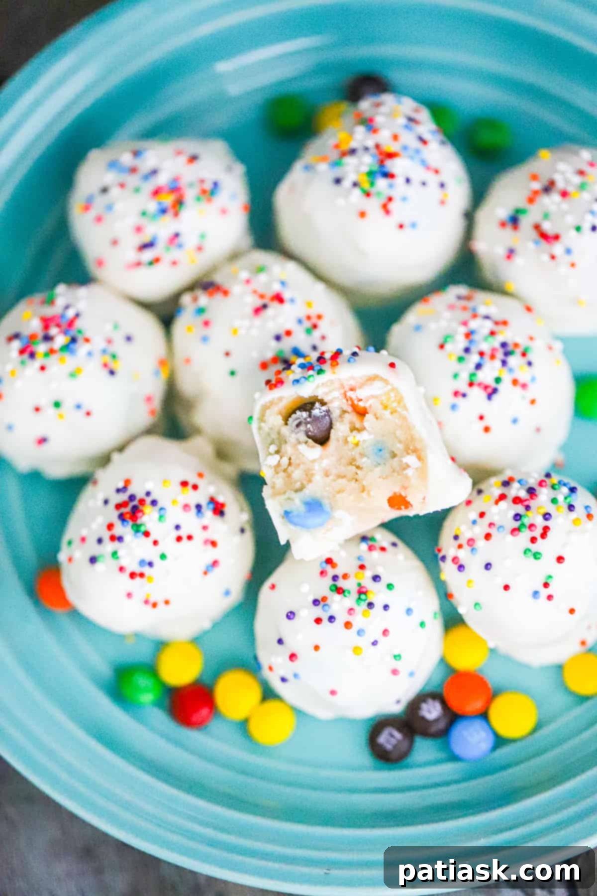 Festive M and M Cookie Dough Truffles 3 birthday m&m truffles ingredients
