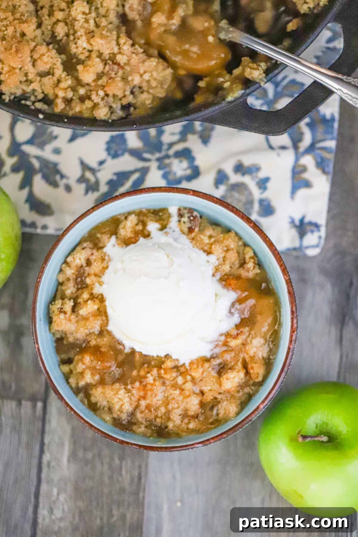 Golden Caramel Apple Crumble 6 apple crisp with caramel and crumble topping