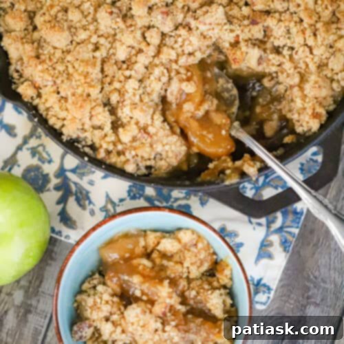 Golden Caramel Apple Crumble 8 caramel apple crisp baked in skillet