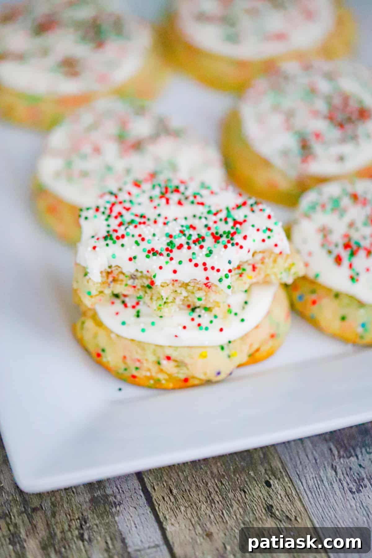 Christmas Crumbl Sugar Treats 6 stacked christmas crumbl cookie
