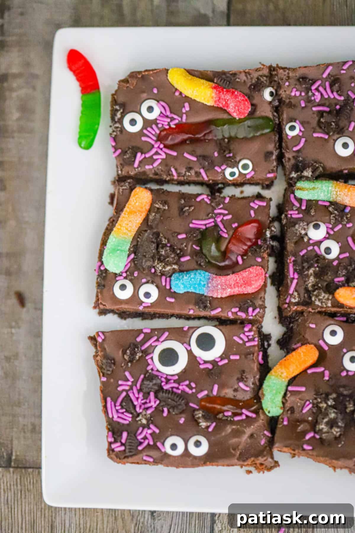 Monster Mash Brownies 7 Spooky Halloween brownies in a Halloween themed setting