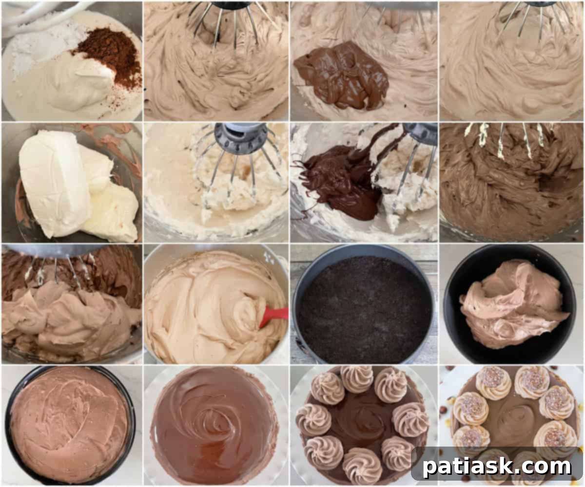 Decadent No-Bake Nutella Bliss 5 Full view of a beautifully decorated no-bake Nutella cheesecake