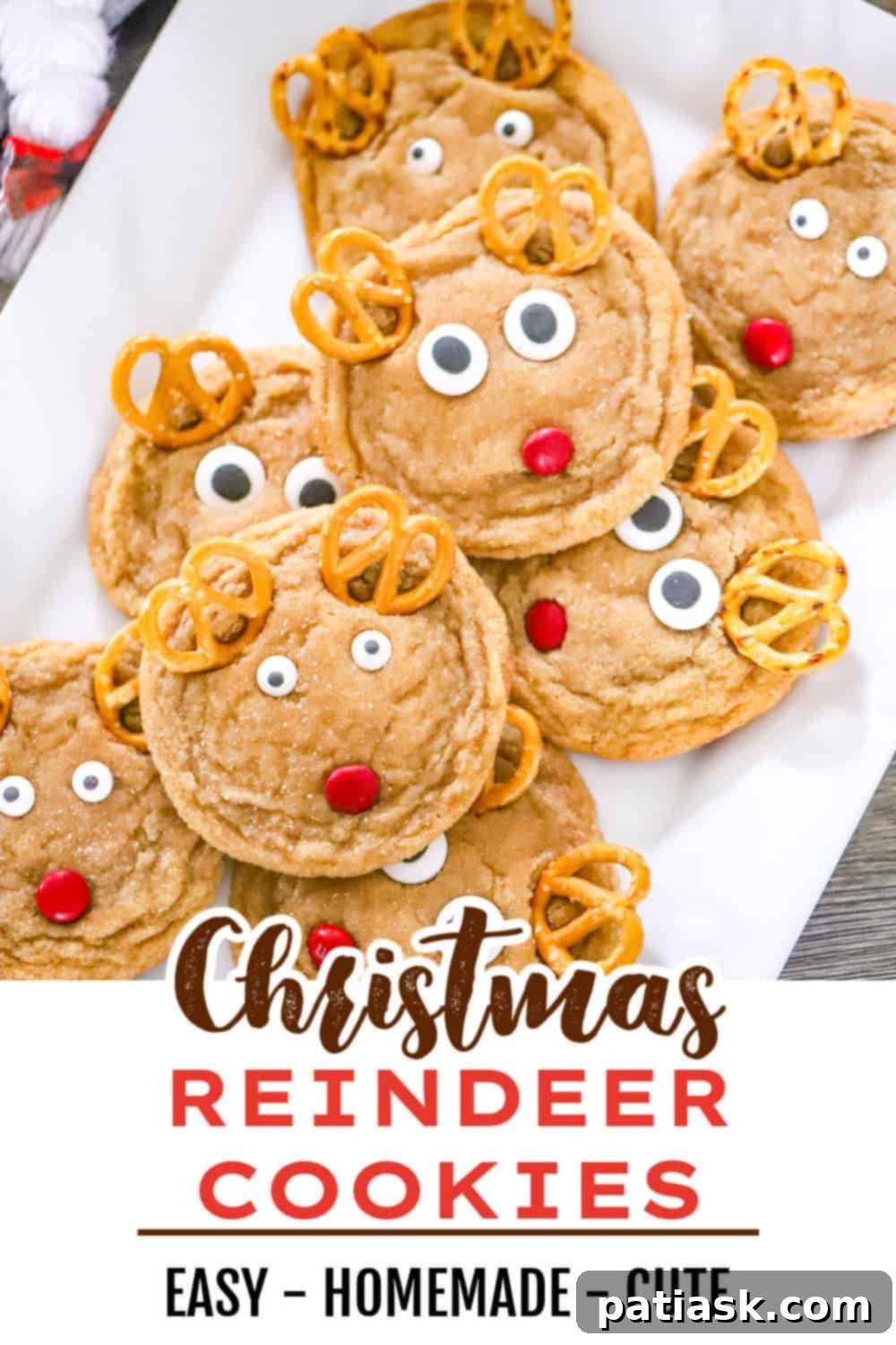 Festive Reindeer Delights 11 A charming close-up of a single Christmas Reindeer Cookie.