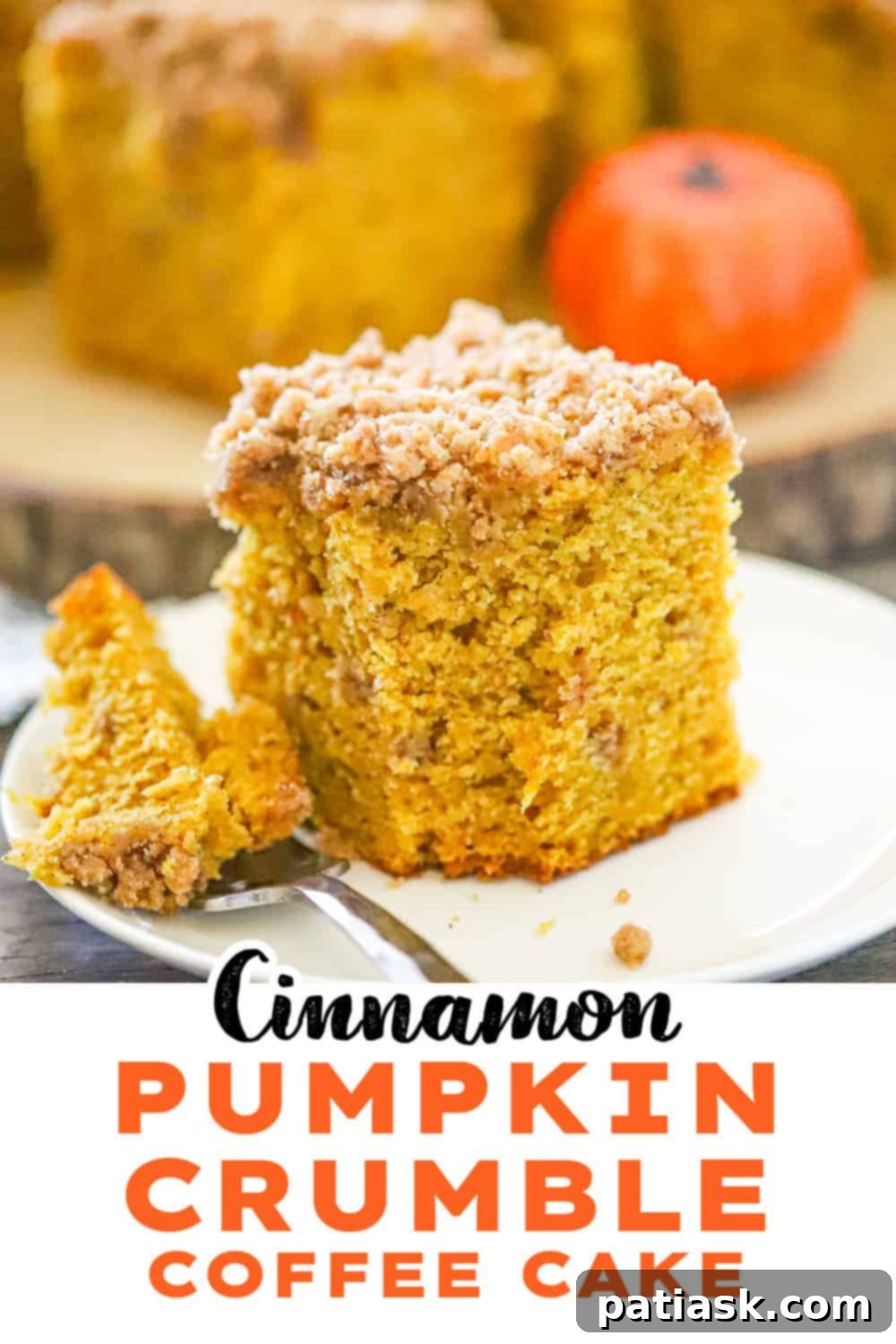 a rustic breakfast dessert spread with pumpkin coffee cake