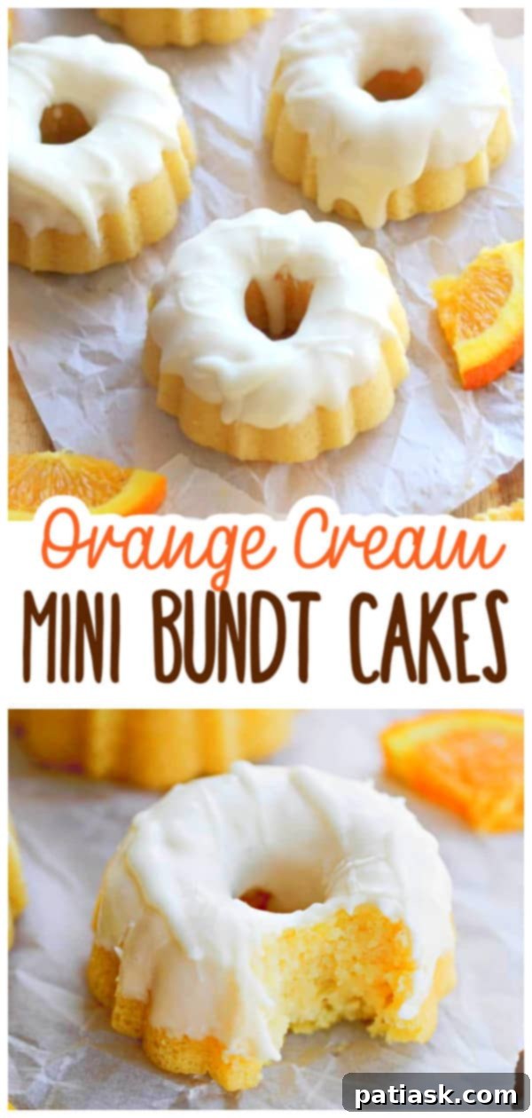 Creamy Orange Glazed Mini Bundt Pound Cakes 13 Orange Cream Mini Bundt Cakes on a platter