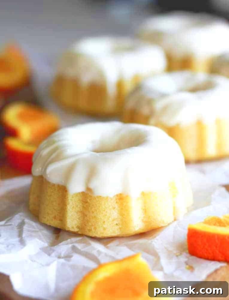 Creamy Orange Glazed Mini Bundt Pound Cakes 3 Orange Bundt Cakes with Cream Glaze