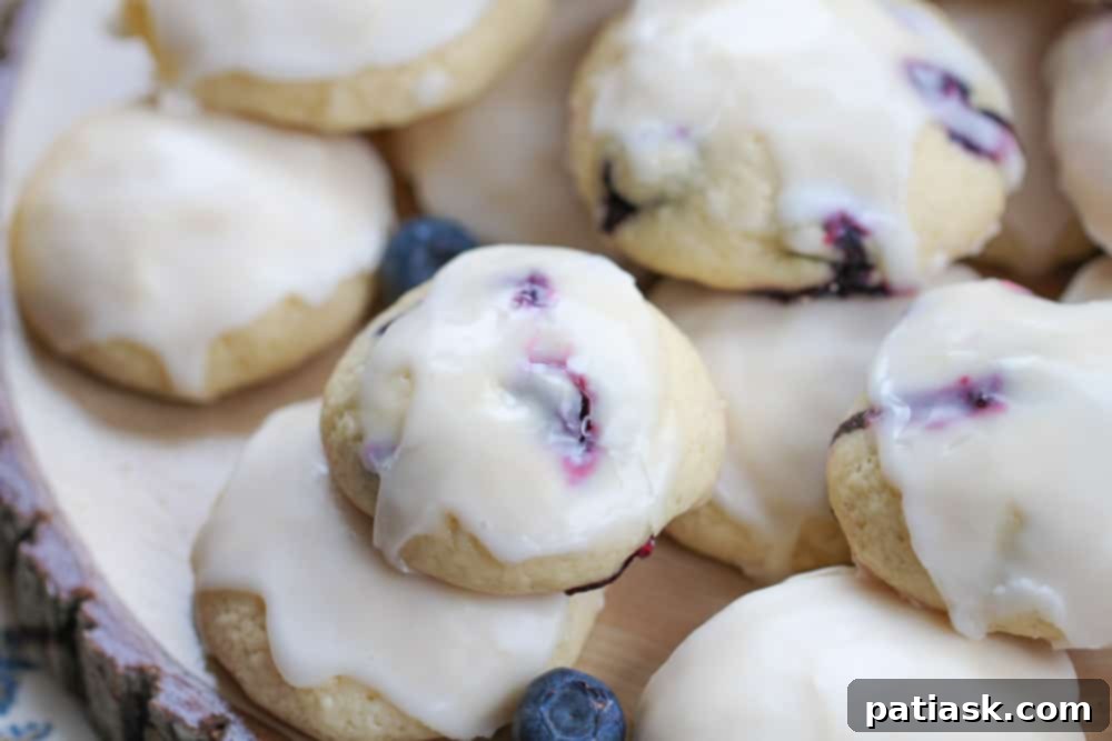 Soft Lemon and Blueberry Cookies with zesty glaze