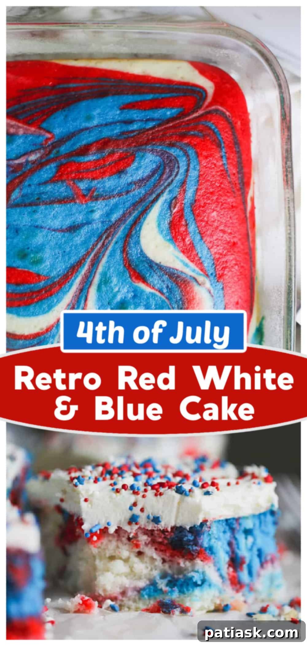 Stars and Stripes Vintage Cake 10 tie dye Retro Red White and Blue Cake patriotic recipe