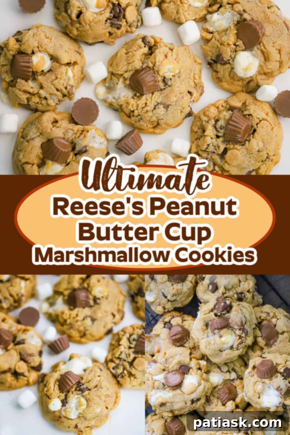 Reese's S'mores Peanut Butter Cookies 9 Close-up of a gooey Reese's Peanut Butter Cup Marshmallow Cookie