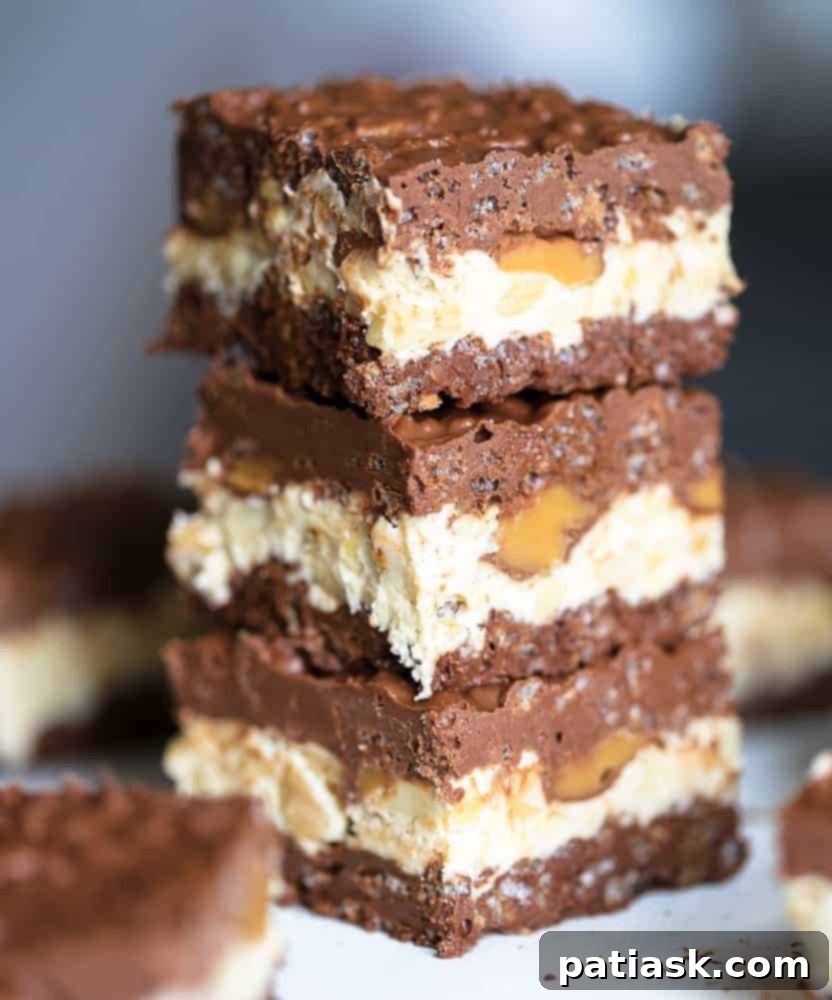 Decadent No Bake Chocolate Caramel Nutty Crunch Bars 2 Delicious triple layered no bake chocolate caramel nutty crunch bars