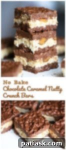 Decadent No Bake Chocolate Caramel Nutty Crunch Bars 11 Stacked no bake chocolate caramel nutty crunch bars