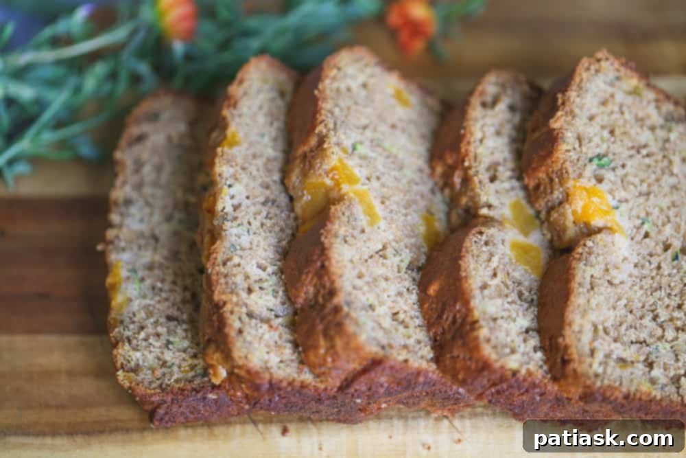 Wholesome Peach Zucchini Bread 7 Healthy Peach Zucchini Bread, whole loaf