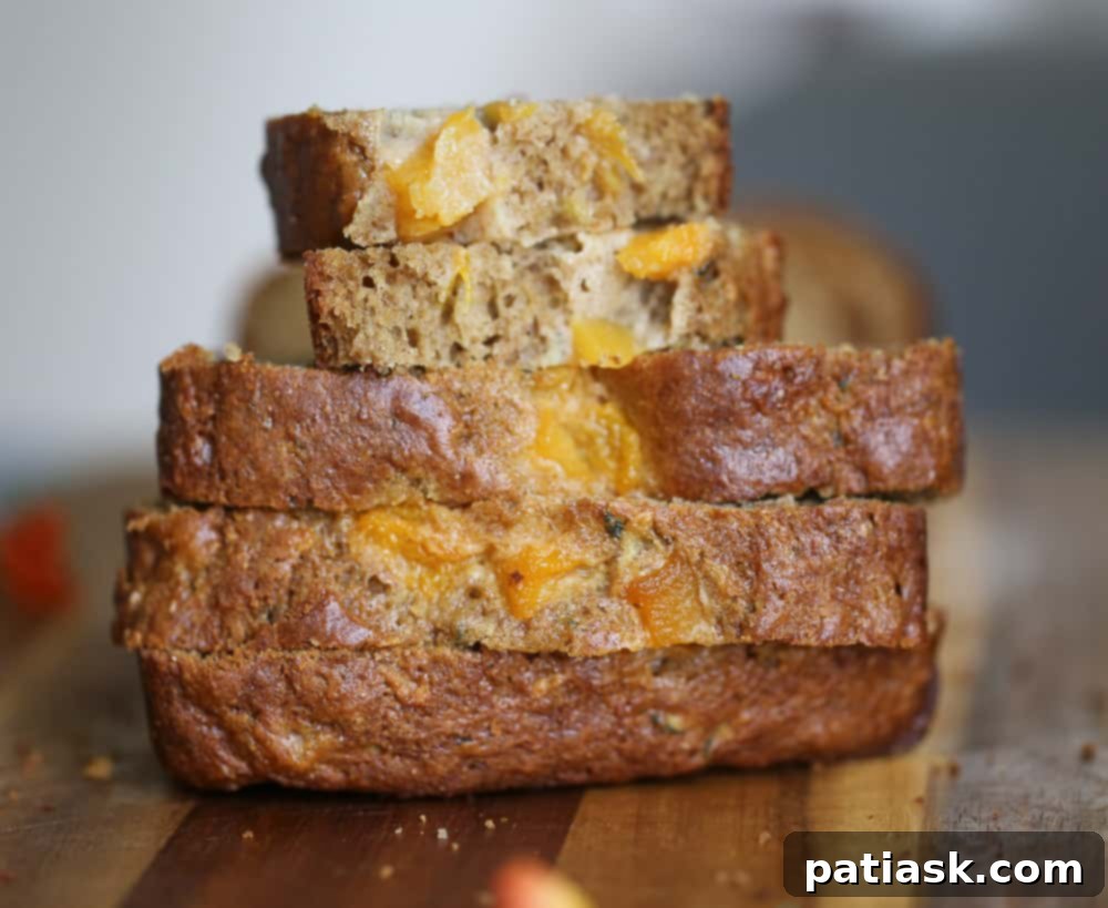 Wholesome Peach Zucchini Bread 3 Healthy Peach Zucchini Bread recipe showing texture