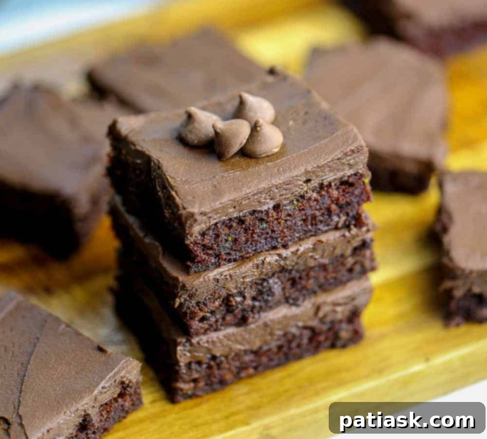 Perfectly cut fudgy cocoa zucchini brownies