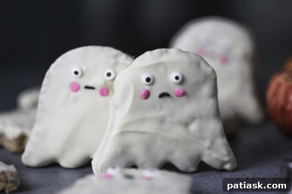 Peanut butter Rice Krispie ghosts treats Halloween no bake desserts