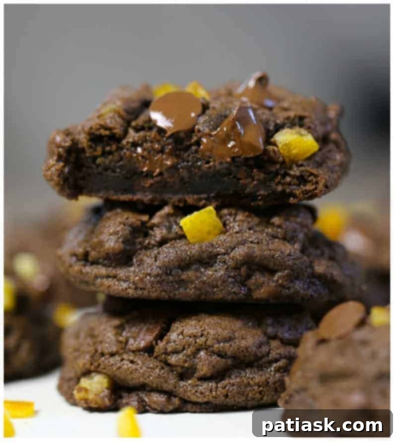 Decadent Double Chocolate Orange Cookies 2 orange chocolate chip cookies