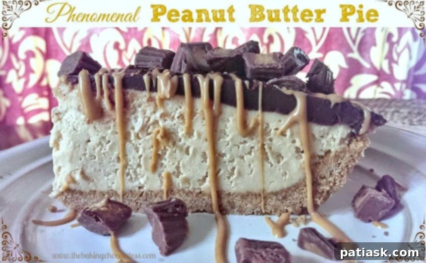 Sliced Reese's Peanut Butter Pie, showing the creamy layers