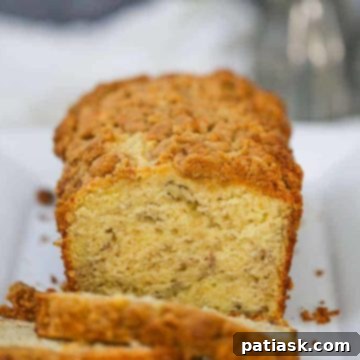 Banana Cream Cheese Bread with Peanut Butter Streusel