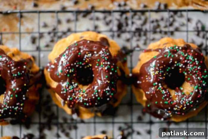 Chocolate Chip Bundtlets 4 Chocolate chip mini bundt cake with a generous chocolate frosting.
