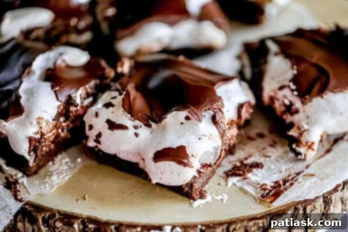 Delicious Chocolate Marshmallow Brownie Cross-Section Chocolate layered Marshmallow fluff Brownies recipe